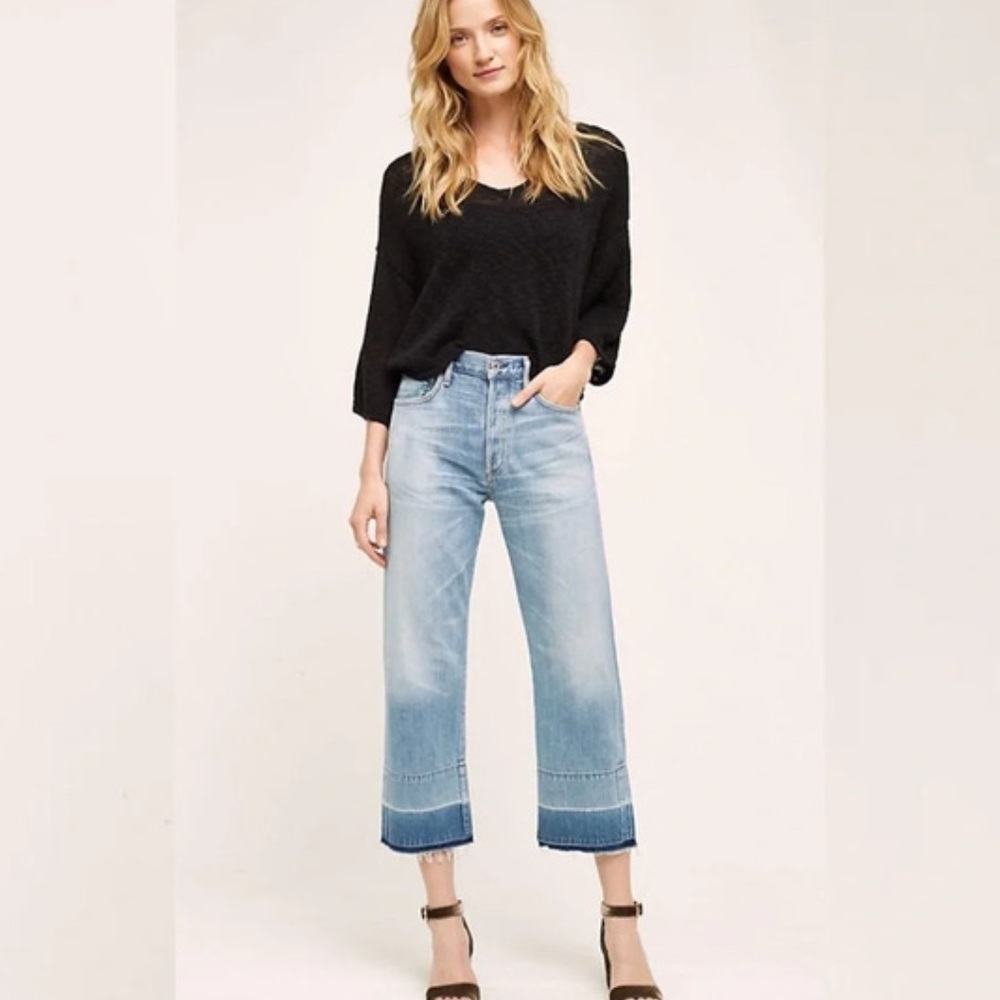 Citizens of Humanity Cora Crop Relaxed Undone Hem Jean Light Blue size 25